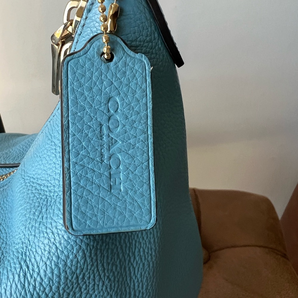 Coach Pebbled Leather Hobo Bag in Light Blue Style F36628 2015 - Picture 5 of 16